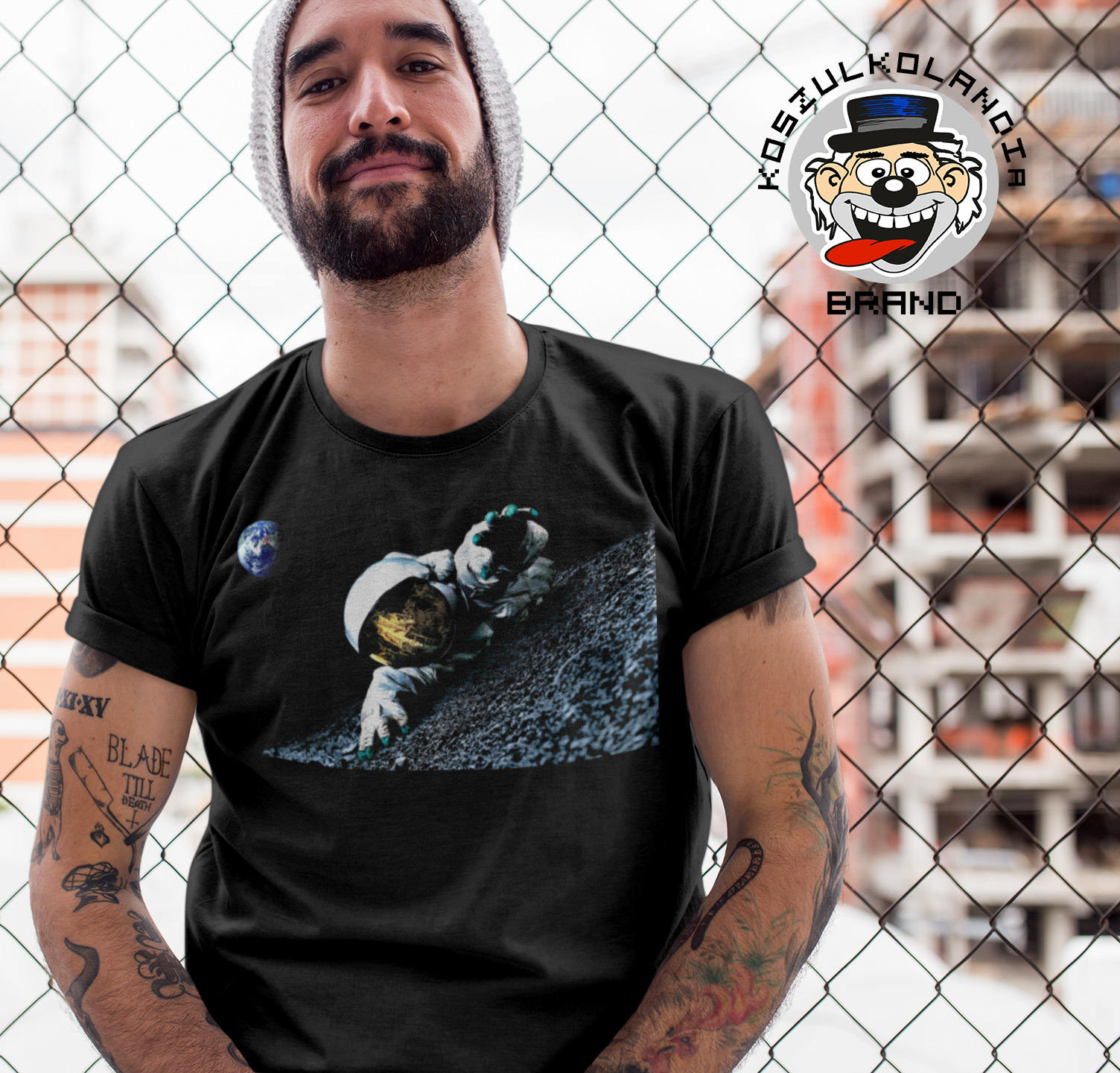 kosmonauta na księżycu koszulki z nadrukiem